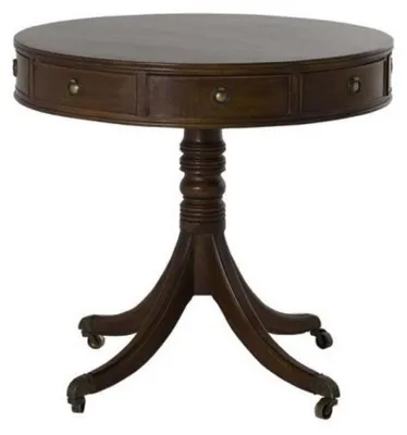 Produktbild von Casa Padrino Luxus Art Deco Designer Beistelltisch aus Eichenholz und Messing - Antike Eiche / Antikes Messing - 80 x H. 74 cm