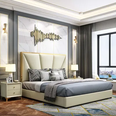 Produktbild von Bett Schlafzimmer Set Design Möbel Luxus Betten 2x Nachttisch 3tlg Bettgestell