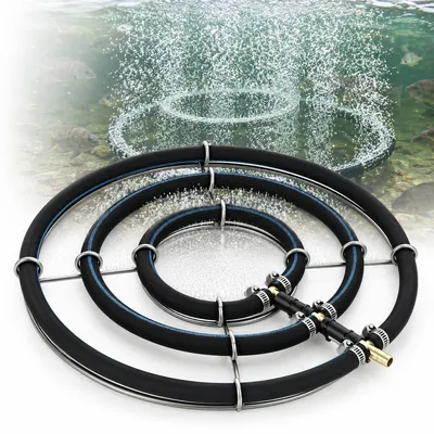Produktbild von Teich Belüftungssystem 35cm Edelstahl Luftsprudler Ring, Nano Blasen, Aquarium Sauerstoff Diffuser für Fischzucht