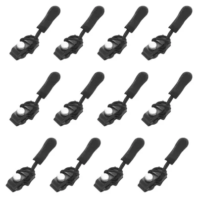 12 Reißverschlussschieber aus Metall, schwarz, für Jacken & Taschen