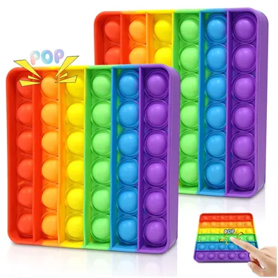 Produktbild von Pop-it Zappelspielzeug Sensorik-Spielzeug Anti-Stress - Regenbogen - 2 Stück - Silikon - Tragbar