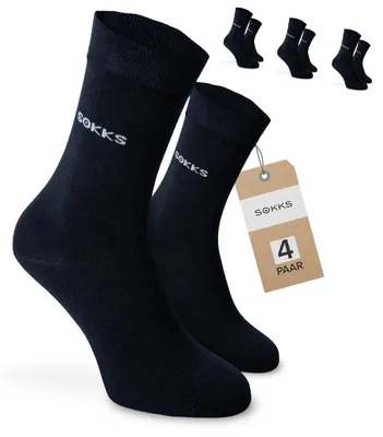 Produktbild von SOKKS® Anzugsocken Herren & Damen Navy 4 Paar Baumwolle Gr. 43-46