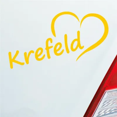 Produktbild von Auto Aufkleber Krefeld Herz Stadt City Liebe Love Heart 16,5x8 cm Gelb Sticker Heckscheibenaufkleber