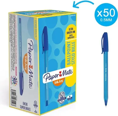 Obrázek produktu pro Papermate InkJoy 100, Spona, Kuličkové pero, Modrá, 50 kusů, Střední