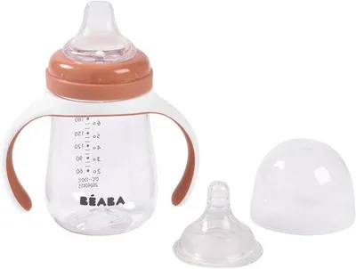Produktbild von Famanu Trinkbecher mit Strohhalm und Griffen - Lekfrei und ab 4 Monaten geeignet