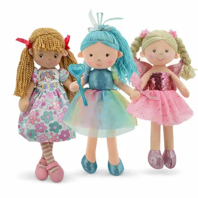 Produktbild von Sweety Toys Stoffpuppen Set 14798 – Fee & Ballerina – 3-teilig – weich & sicher – Geschenkset für Kinder
