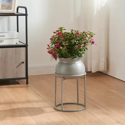 Produktbild von Pflanzenständer ‘Assen’ mit Blumentopf Metall 31,5 x 19,5 cm Grau