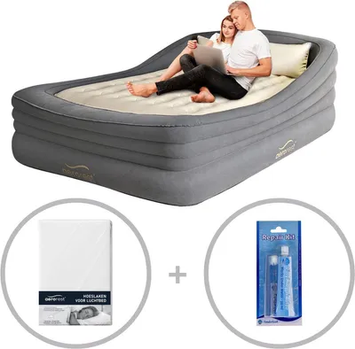 Image de AeroRest Prime : Matelas gonflable double - Extra long | 210 cm | Inclut un drap-housse assorti et une trousse de réparation