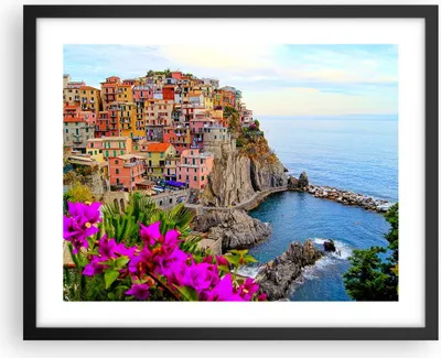 Produktbild von Gerahmtes Poster - Schwarzer Rahmen - Italien küste felsen landschaft - 50x40 cm - Wand Bild - Wanddeko - Wandbilder - Wandposter - Bilderrahmen - Bilder - Kunstdruck - Wandbild - P2BAA50x40-2684