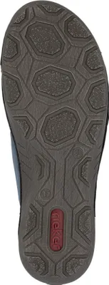 Produktbild von Rieker Damen Slipper mit mehrfarbigem Gummizug und weicher Lederdecksohle 52560, Größe:39 EU, Farbe:Blau