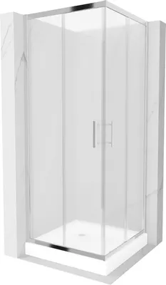 Obrázek produktu pro Mexen Rio čtvercový sprchový kout 70 x 70 cm, Vzor jinovatky, Chromovaná + sprchová vanička Rio, Bílá - 860-070-070-01-30-4510