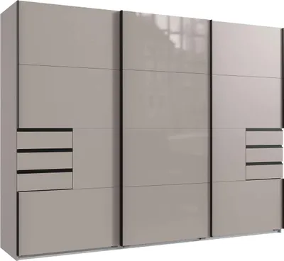 Immagine prodotto di Armadio ad ante scorrevoli Saigon Armadio 270x64x208cm colore selezionabile, grigio sabbia - vetro