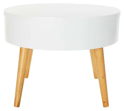 Beistelltisch rund weiß MDF 60x60x45 cm