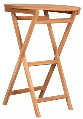 Produktbild von deVries Stehtisch "WOODIE" aus Teakholz Gartentisch rund klappbar Ø 80 x 110 cm