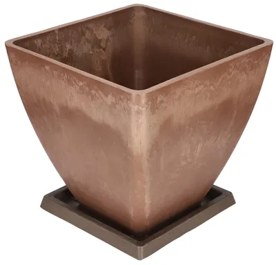 Obrázek produktu pro KOTARBAU® Velký květináč z recyklovaných materiálů, hnědý, rozměry 30x30x28 cm, vnitřní rozměry 23x23x2 cm