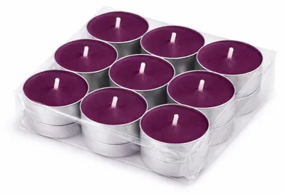 Produktbild von Duft-Teelichter 18er Pack – Duft Brombeere, ca. 4 Stunden Brenndauer, Teelicht Kerzen aus Wachs, rund Ø 4 cm, hergestellt in der EU, für Indoor & Outdoor