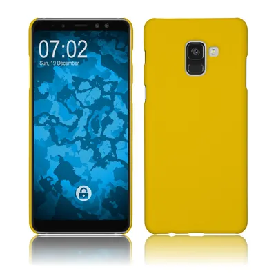 Produktbild von PhoneNatic Case kompatibel mit Samsung Galaxy A8 Plus (2018) - Hülle gelb gummiert Hard-case Cover