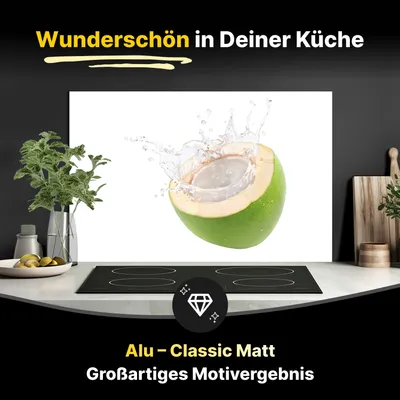 Produktbild von Spritzschutz Küchenrückwand aus Aluminiumverbund in Matt 80x50 cm - Kokosnuss mit Kokosmilch