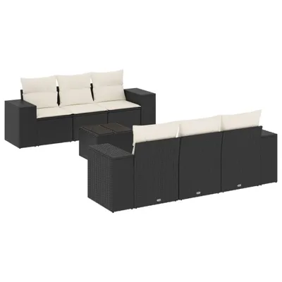 Immagine prodotto di vidaXL Set di divani da giardino 7 pezzi con cuscini in polirattan nero