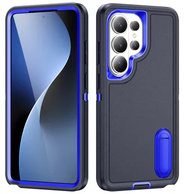Produktbild von Hülle für Samsung Galaxy S26 Ultra Hybrid Dreilagige Robust Stoßfest Schwerlast Schutzhülle mit Ständer Dunkelblau