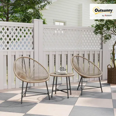 Image de Ensemble de mobilier pour balcon - Ensemble de mobilier de jardin - Mobilier pour balcon - Ensemble bistro - Ensemble de salon de jardin - Chaises de style Acapulco