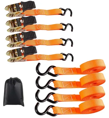 Produktbild von 4 Stück Spanngurte 800 kg 5m mit Ratsche und Haken, orange