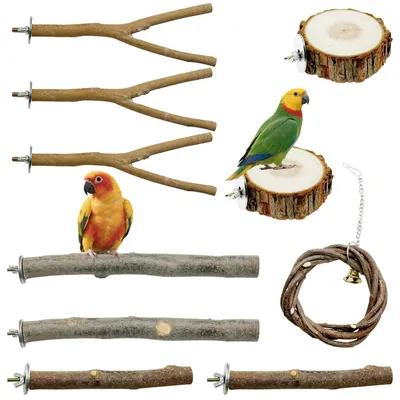 Immagine prodotto di Omgoods - 10 accessori naturali per gabbie per uccelli, ideali per pappagalli
