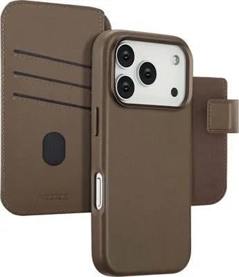 Productafbeelding van Accezz Leather Bookcase 2-in-1 met MagSafe voor de Apple iPhone 17 Pro - Coffee Brown