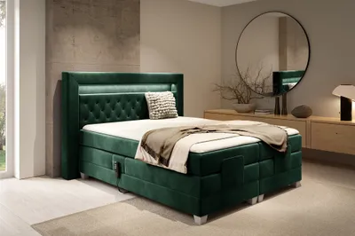 Produktbild von Boxspringbett Elektrisch Bett ARMANDO 200x200cm in Stoff Fresh Flaschengrün