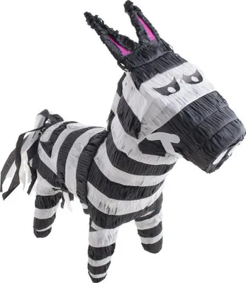 Produktbild von Zebra Pinata Schwarz-Weiß für Safari-Mottoparty und Kindergeburtstag 50x13x48cm