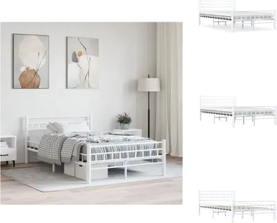 Produktbild von vidaXL Bettgestell Weiß Metall 140×200 cm -  Betten & Bettgestelle