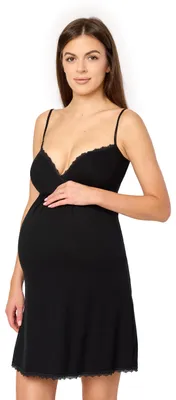 Image de Merry Style Sous-robe de grossesse jupon Robe de grossesse en viscose Nuisette Femme Elastique Léger Vêtement quotidien MS10-466 (Noir, XXL)