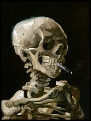 Obrázek produktu pro Plakát 60x80cm Lebka s hořící cigaretou, Van Gogh Vintage