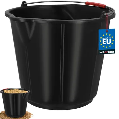 Produktbild von KOTARBAU® Baueimer 21L Mörteleimer Maurer Werkzeug Eimer Putzeimer mit Ausguss & Henkel Mörtelkübel mit Skala Rund Kunststoff HDPE Schwarz