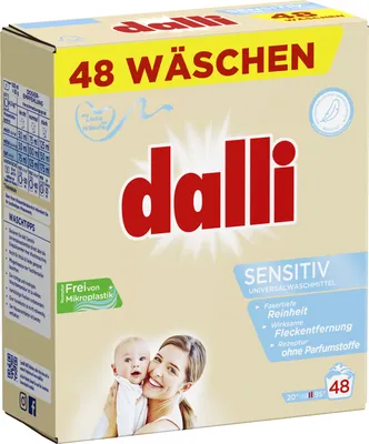 Produktbild von dalli sensitiv Vollwaschmittel-Pulver I Weiße Wäsche | 48 Waschladungen