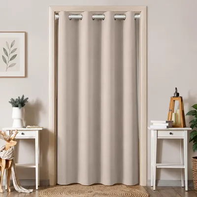 Immagine prodotto di Tenda per porta, oscurante, con occhielli, isolante termico, tenda divisoria, color beige, dimensioni 132x244 cm