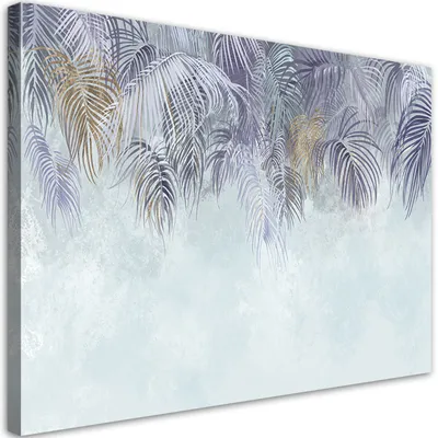 Produktbild von Leinwandbild palmenblätter 120x80 cm Feeby lila wandbild bereit zum aufhängen