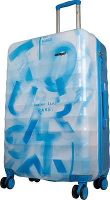 Produktbild von Hartschalen-Koffer Großer Reisekoffer Verona 75cm Trolley Blau-Weiß Graffiti-Look Motivkoffer