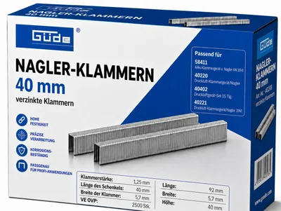 Produktbild von Güde Nagler-Klammern 40mm x 5,7 mm 2500 Stk Verzinkt