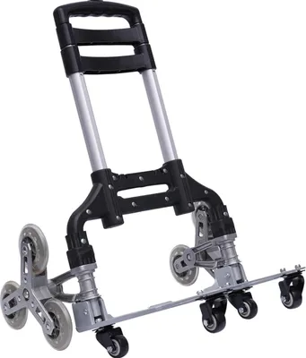 Produktbild von Treppensteiger - Klappbare Sackkarre - Aluminiumrahmen - Druckguss-Alu-Basis 28x39 cm - PVC-Räder - Teleskopgriff - Schwarz