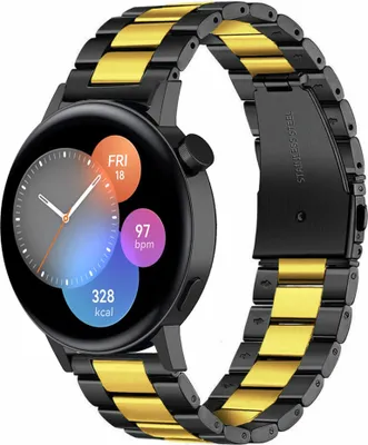 Produktbild von Strap-it Stahlband - Kompatibel mit Huawei Watch GT 3Armband 42mmHochwertiger EdelstahlHuawei watch strap Armband mit faltschließe für 20mmArmband Schwarz