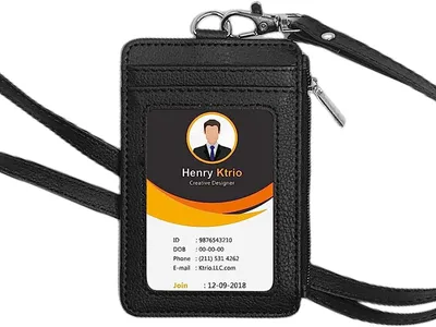 Productafbeelding van Lanyard met portemonnee en badgehouder, zwart, multifunctioneel en stijlvol