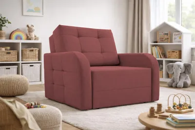 Produktbild von MOEBLO Schlafsessel PORTO 80 – Sofa Sessel Jugendsofa Schlafsofa 1-Sitzer Gästebett mit Schlaffunktion und Bettkasten Kindersofa (BxHxT): 101x90x100 cm - Weinerot (BRAGI 92)
