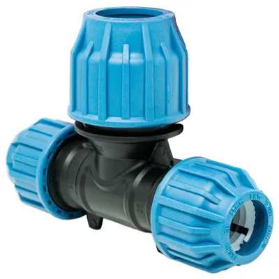 Produktbild von Jason T-Stück 90° PP 25 mm x 32 mm x 25 mm Klemm 16bar Schwarz/Blau DVGW/KIWA/WRAS/SVGW