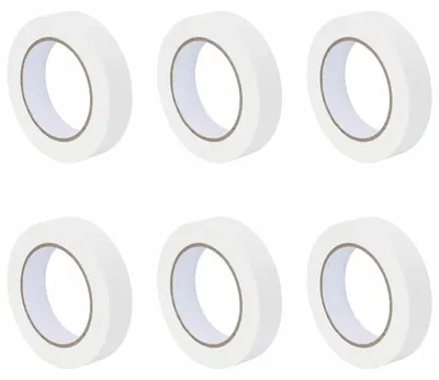 Obrázek produktu pro Lakýrská páska, 6 kusů, bílá, papírová, šířka 25 mm, délka 50 m