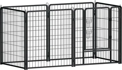Imagen del producto de Puerta modular para animales con puerta - Valla para perros de metal, 6 piezas, 80x80 cm