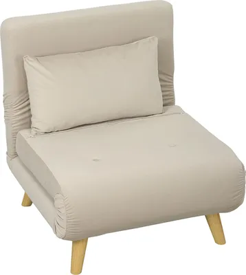 Produktbild von Schlafsessel, Klappsessel mit Bettfunktion, Zierkissen, klappbarer Relaxsessel mit Verstellbarer Rückenlehne in Samtoptik, für Wohnzimmer, Beige Aosom