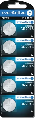 Produktbild von everActive CR2016, Knopf-Alkali-Lithium-Batterien 3V, 5St