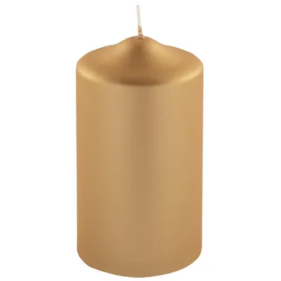 Produktbild von Fink CANDLE, metallic Stumpenkerze, Paraffin, goldfarben, L. 8 cm, B. 8 cm, H. 15 cm, D. 8 cm 123246