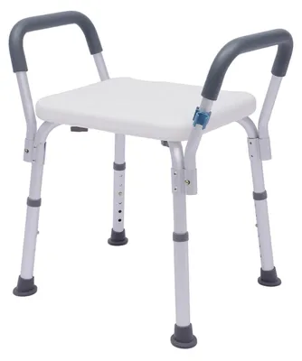 Produktbild von Duschstuhl mit gepolsterten Armlehnen und rutschfestem Design